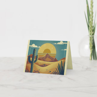 Retro Boho Vintage Style Desert Illustration Tack Kort