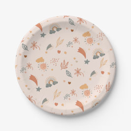Retro Boho Watercolor Rainbow Neutralt