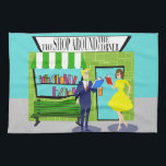 Retro Bok Älskare Kitchen Towel Kökshandduk<br><div class="desc">Alla bokmaskar! Det här Retro Bok Kitchen Towel är ditt verk. 1960-talets stil, minimalistisk konst, tecknad teckning, har ett fullkomligt boklager för Mamma och Pop. Det är en typ av butik med en användbar personal - där man uppmuntrar till att surfa och lagrar hyllor med allt från dagens bestsäljare till...</div>