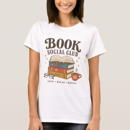 Retro bok social klubb bok älskare läsare t shirt