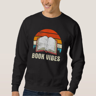 Retro Bok Vibes Bok Älskare Reading Bokar Bookworm Lång Ärmad Tröja