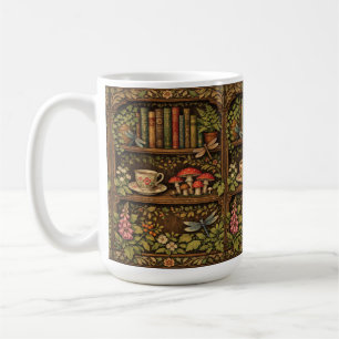 Retro bokhylla svamp kaffe blommig kaffemugg