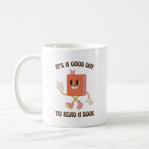 Retro Bokmaskot Det Är En Bra Dag Att Läsa En Bok Kaffemugg