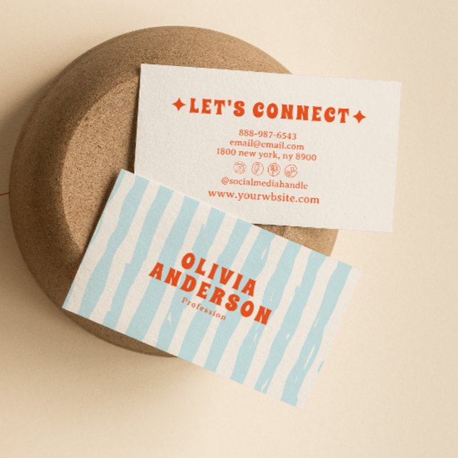 Retro Bold Blue 70s Groovy Funky Unik Roligt för T Visitkort (Skapare uppladdad)