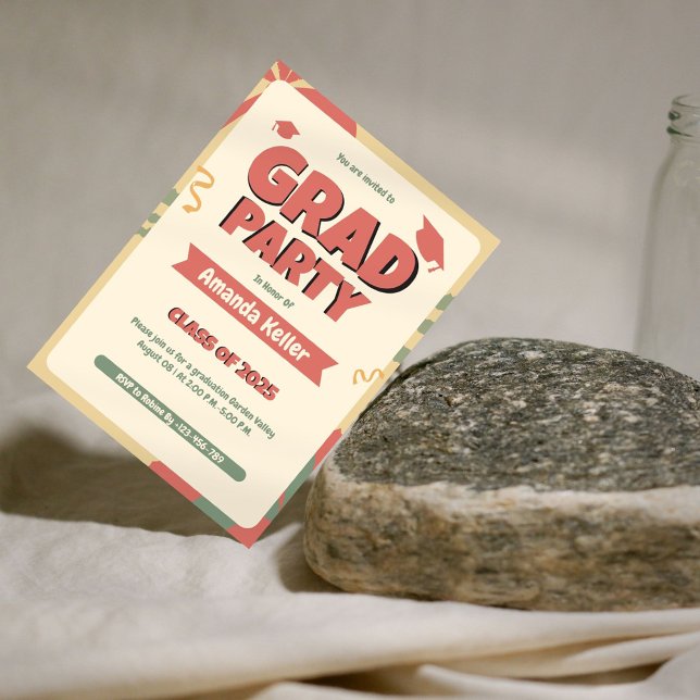 Retro Bold Grad-gruppinbjudan Inbjudningar (Skapare uppladdad)