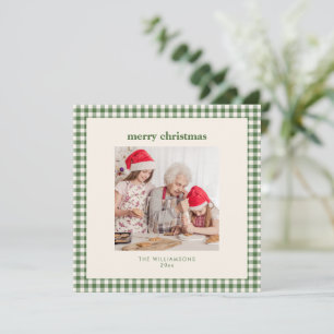 Retro Bold Grön Rutig Enkel God Jul Julkort