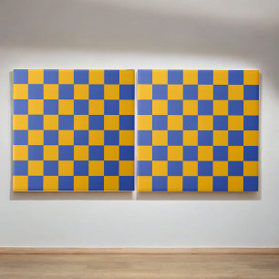 Retro Bold & Gult Checkated Vibrant Kakelplatta