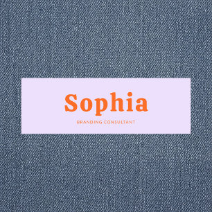 Retro Bold Serif Enkel Grön Lavendel Orange Namnbricka