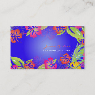 RETRO BOLD TROPICAL FLOWERS, HIBISCUS VISITKORT