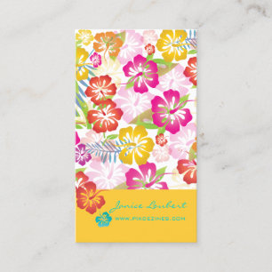 RETRO BOLD TROPICAL FLOWERS, HIBISCUS VISITKORT