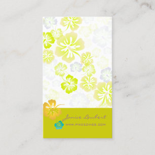 RETRO BOLD TROPICAL FLOWERS, HIBISCUS VISITKORT