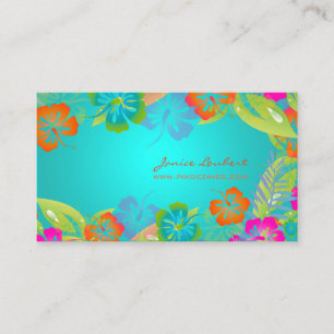 RETRO BOLD TROPICAL FLOWERS, HIBISCUS VISITKORT