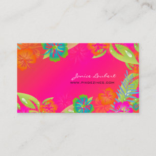 RETRO BOLD TROPICAL FLOWERS, HIBISCUS VISITKORT