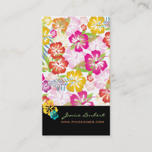 RETRO BOLD TROPICAL FLOWERS, HIBISCUS VISITKORT
