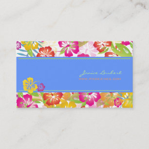 RETRO BOLD TROPICAL FLOWERS, HIBISCUS VISITKORT