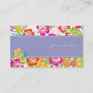 RETRO BOLD TROPICAL FLOWERS, HIBISCUS VISITKORT