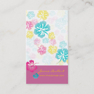 RETRO BOLD TROPICAL FLOWERS, HIBISCUS VISITKORT