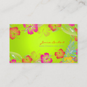 RETRO BOLD TROPICAL FLOWERS, HIBISCUS VISITKORT