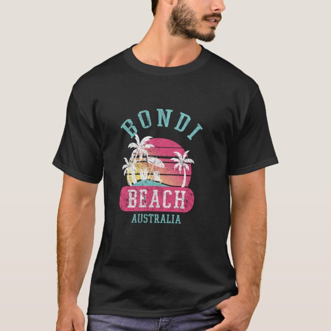 Retro Bondi Beach Australia Distress Graphic Des T Shirt (Framsida)