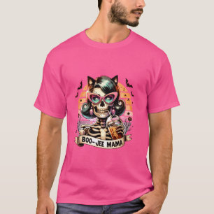 Retro Boo-jee Mamma Mors Roliga Skelett Kaffe Hall T Shirt