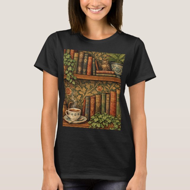 Retro book lover art t shirt (Framsida)