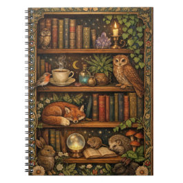 Retro book lover woodland animals anteckningsbok