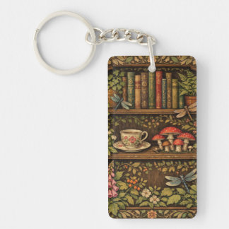 Retro book shelf mushrooms coffee floral 