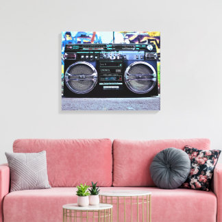 Retro Boombox - Audio för Vintage Canvastryck