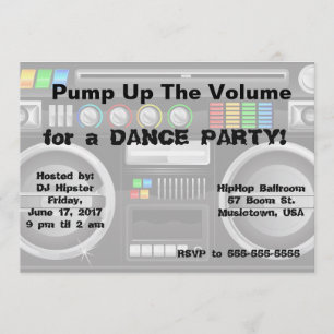 Retro boombox-dans party anpassa inbjudningar
