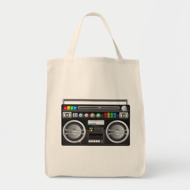 retro boombox ghettoblaster grafik tygkasse (Framsidan)