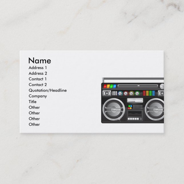 retro boombox ghettoblaster grafik visitkort (Framsida)