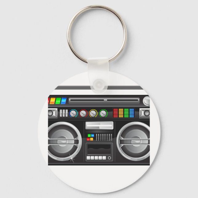 retro boombox ghettoblastergrafik nyckelring (Framsida)