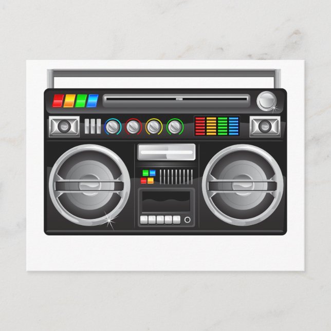 retro boombox ghettoblastergrafik vykort (Framsida)