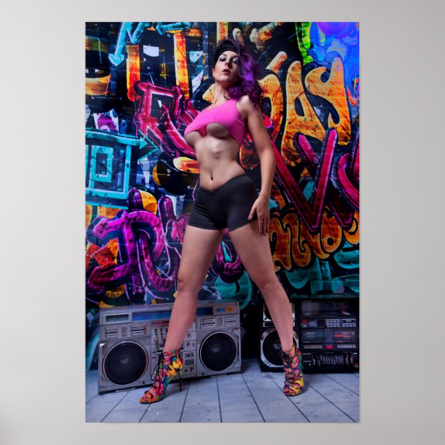Retro Boombox Girl Poster (Framsidan)