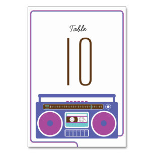 Retro Boombox Indie Mixtape Bröllop Lila / Blue Bordsnummer
