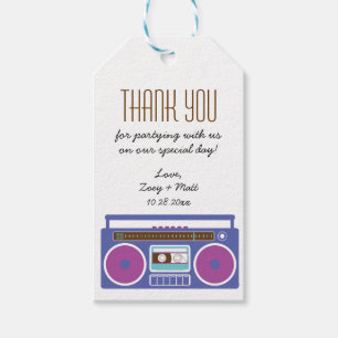Retro Boombox Indie Mixtape Bröllop Lila Indigo Presentetikett