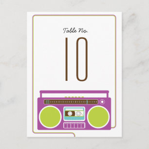 Retro Boombox Indie Mixtape Bröllop (Lila/Lime) Vykort