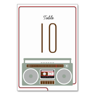 Retro Boombox Indie Mixtape Bröllop Red/Black Bordsnummer