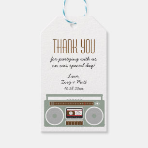 Retro Boombox Indie Mixtape Bröllop Red/Black Presentetikett