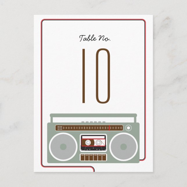Retro Boombox Indie Mixtape Bröllop Red/Black Vykort (Framsida)