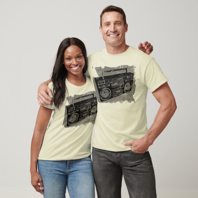Retro boombox med distressed finish t-shirt (Unisex)