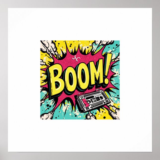 Retro Boombox Smäll Poster (Framsidan)