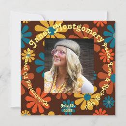 Retro Boomer Flower Power Photo Birthday