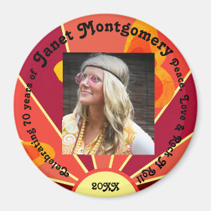 Retro Boomer Hippy Sunrise Foto Birthday Magnet
