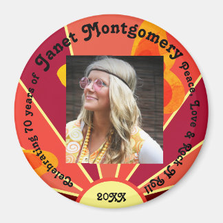 Retro Boomer Hippy Sunrise Foto Birthday Magnet
