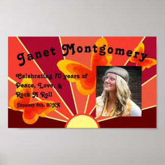Retro Boomer Hippy Sunrise Foto Birthday Poster