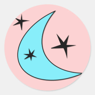 Retro Boomerang Stars Runt Klistermärke