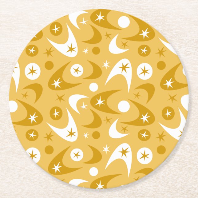Retro Boomerangs Underlägg Papper Rund (Framsidan)