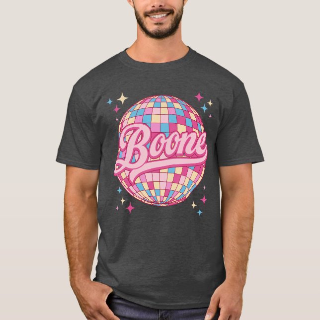 Retro Boone First Name Personalized Disco 80s Birt T Shirt (Framsida)