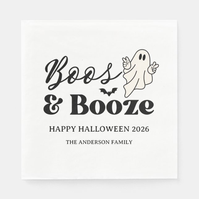 Retro Boos & Booze Spooktacular Halloween Pappersservett (Framsidan)